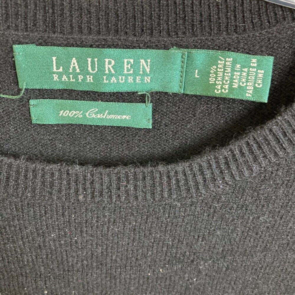 Lauren Ralph Lauren Womens Large Black 100% Cashmere Sweater Button Detail - Picture 3 of 10